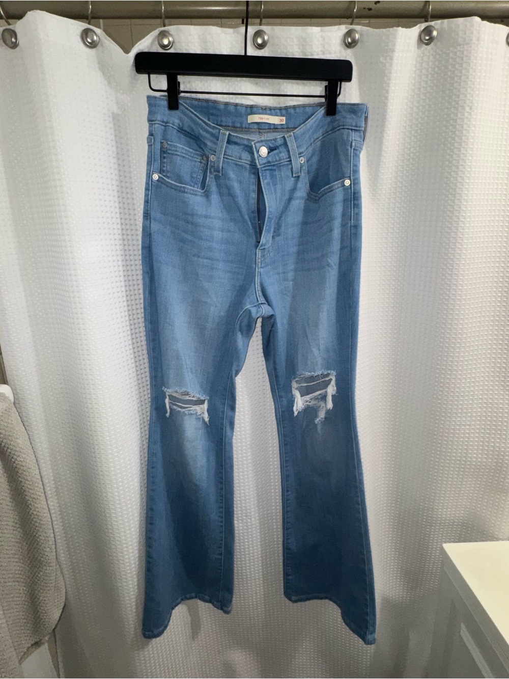 Levi's Light Blue Ripped Flare Jeans